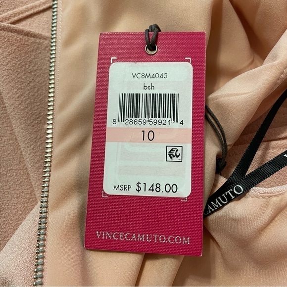 Vince Camuto Blush Pink Sleeveless Sheath Dress with Asymmetrical Ruffle Sz 10 - Picture 7 of 9